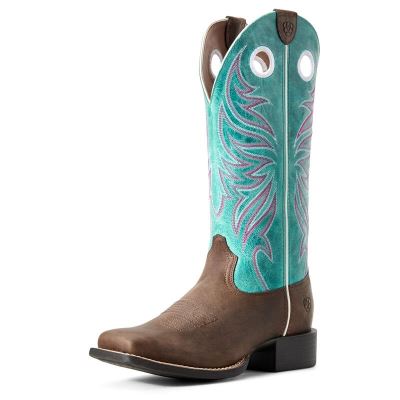 Ariat Western: Round Up Ryder Botas Western Mujer - Marrones / Azules (NJMUA1843)